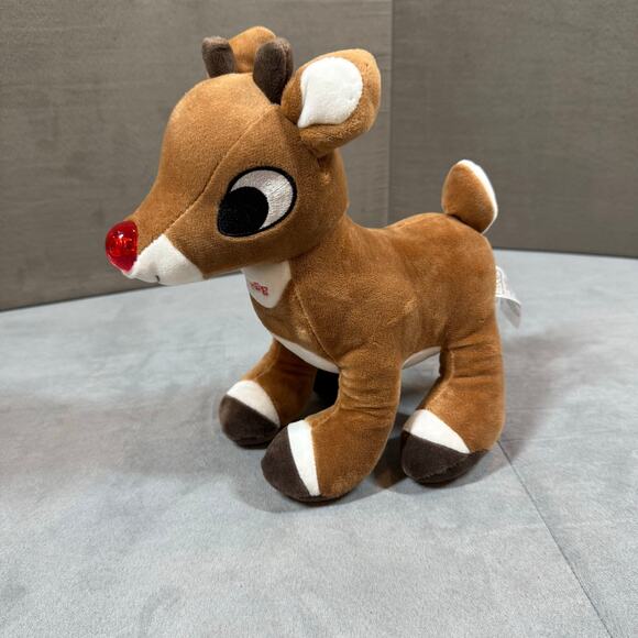 Rudloph Red Nosed Reindeer Plush Stuffed Animal Musical Light Up Nose Christmas - Picture 3 of 10